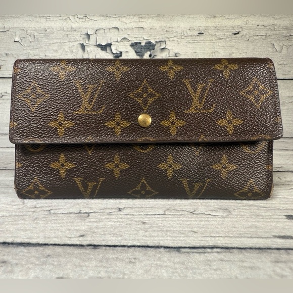 Louis Vuitton Portefeuille Sarah Long Bifold Wallet Monogram Canvas Leather - Picture 1 of 15